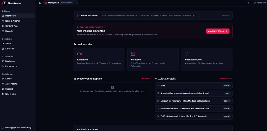 ShortPoster - Dashboard